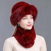 Women's Hat Faux Fox Fur Hat Winter Extra Thick Ladieswear Style Mongolian Beret Scarf and Baotou Basin Hat Wind and Snow Hat