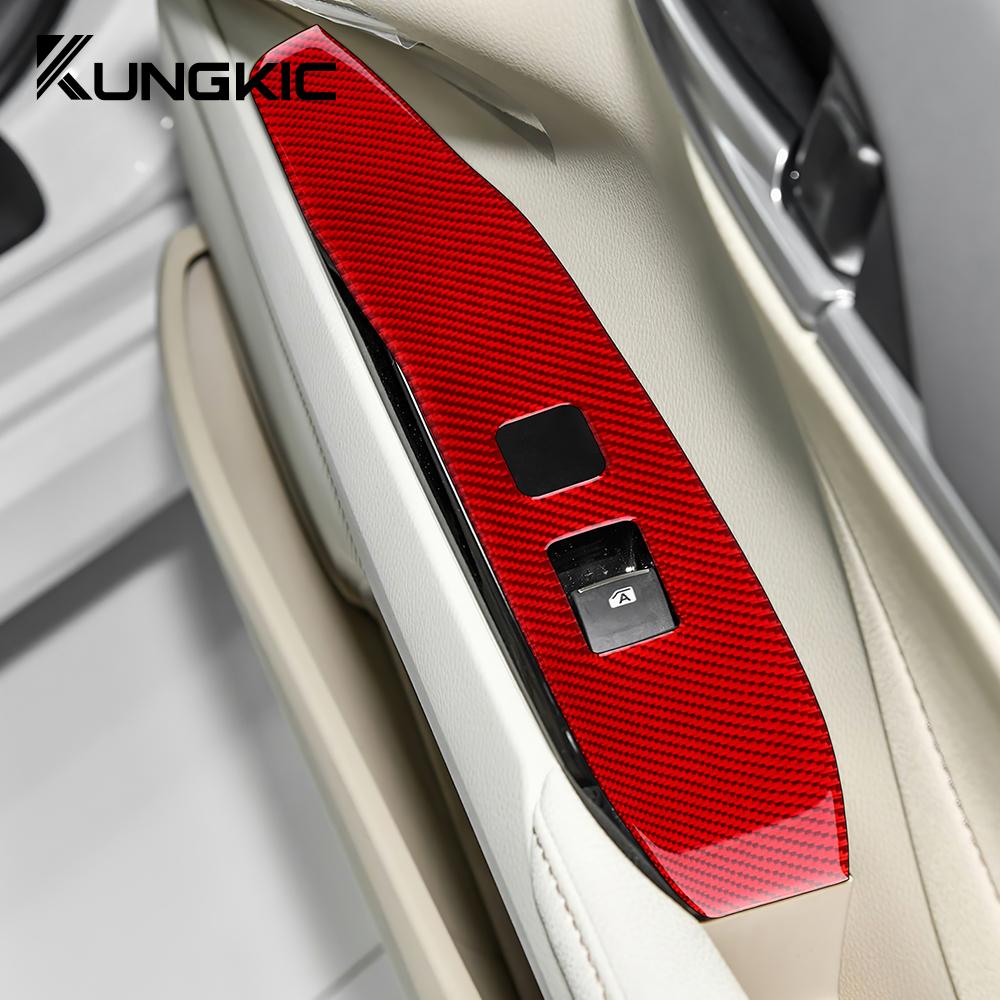 Real Soft Carbon Fiber Sticker For Toyota Camry 2018 2019 2020 2025 2025 2025 2025 2025 LHD Car Door Window Button Accessories