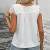Women Lace Splicing V Neck Short Sleeve Solid Casual Basic T Shirt Top