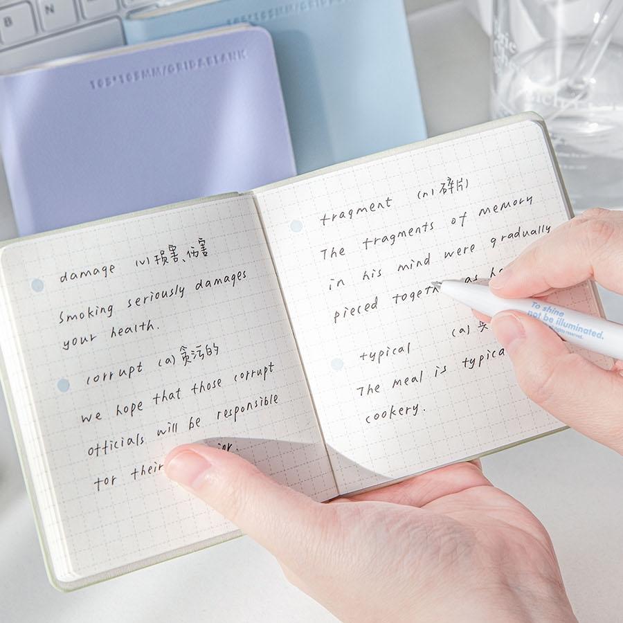 Cube Notebook Plan Book Portable Size Mild Color Soft PU Cover Grid & Blank Page 80 Sheets Diary Memo Office School