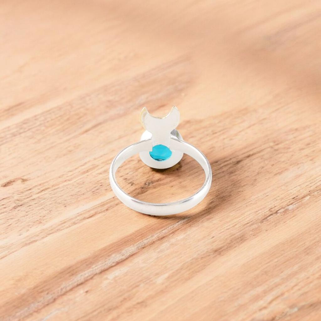 Apatite Gemstone 925 Sterling Silver Handmade Jewelry Two Tone Engagement Ring RR-58-4