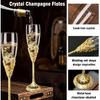 Champagne Flutes-Set of 2 Champagne glasses, Crystal Glasses&Metal Base, Toasting Flute Pair, Wedding Anniversary, Party,Birthday,Banquets,Gifts for