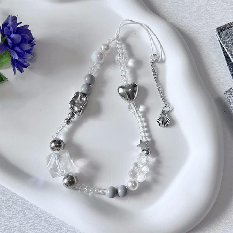 Y2K Heart Flower Beaded Phone Strap Charm Lanyard Anti Loss Keychain For Airpods Coase Ccd Pendant