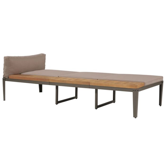 VidaXL Chaise longue avec coussins Bois d'acacia solide Marron
