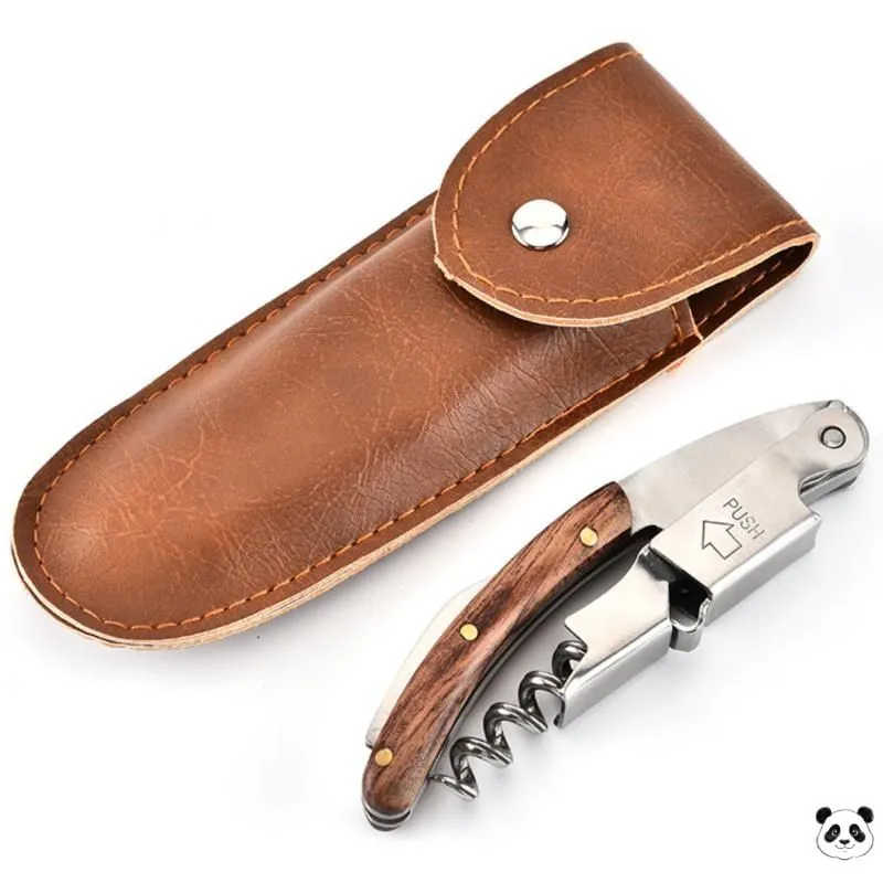 

Multifunctional Bottle Opener Stainless Steel Wine Corkscrew Waiter Corkscrew Durable Portable Wine Bottle Opener with Foil Cutter and Lever One Size коричневый