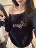 American Spicy Girl Rhinestone One-Shoulder Sweatshirt, 330g Cotton Blend + 420g Silver Fox Fleece