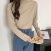 Langarm Shirt Bottom Frauen T-shirts Herbst Winter Mode Weibliche Beiläufige Dünne Hohe Elastische Mock Neck T-shirts Pullover Tops