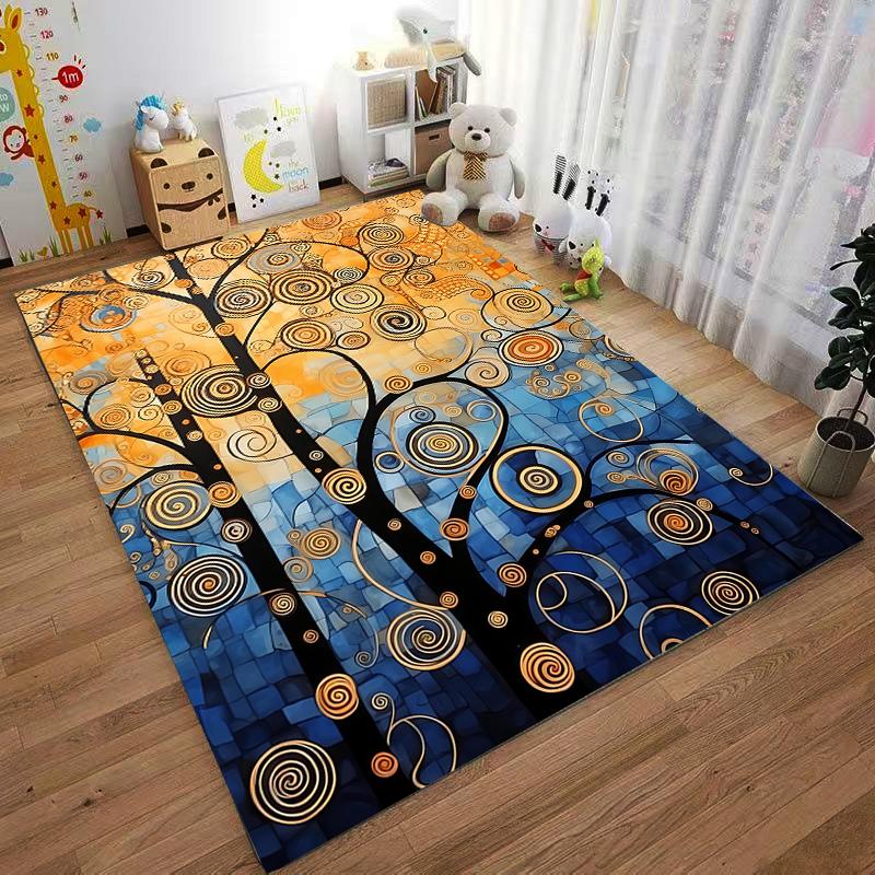 Colorful Abstract Tree Spiral Pattern Carpet for Modern Home Decor Suitable for use as an anti-slip for living room bedroom sofas