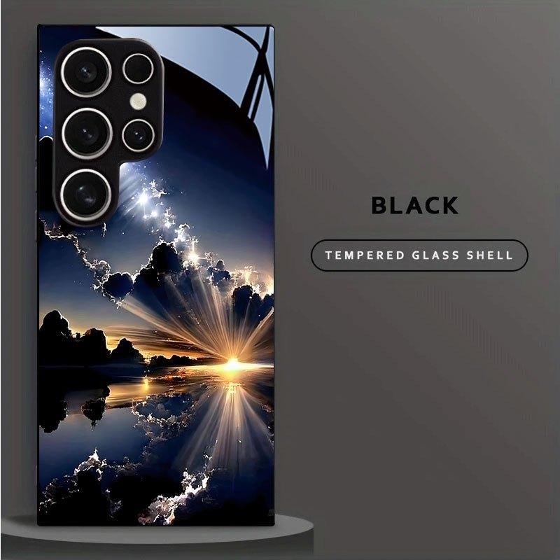 Cloud Sea Flowing Light Pattern Glass Phone Case Suitable for Samsung Galaxy S26 S25 S24 S22 S21 S20 FE/Ultra/Plus Anti Drop