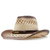 Men's and women's old decorative hand-woven hollow straw hats, European and American lacquered western cowboy hats, outdoor shading straw sun hats
