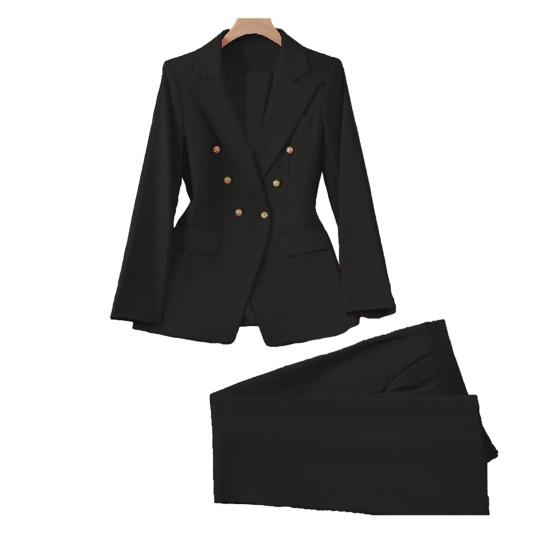 Kvinnodräkt Vår Höst Långa Ärmar Rever Krage Blazerjacka Vida Byxor Arbete Kontor Business Casual Kläder Byxdress