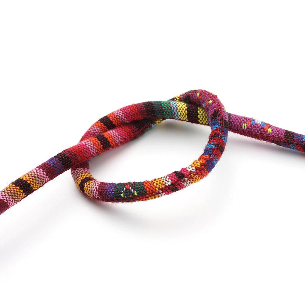 5m 1m Multi Color Cotton Cord Handmade 6mm Diameter Round Fabric Ethnic Rope Textile Wrap Embroider For DIY Bracelets Making