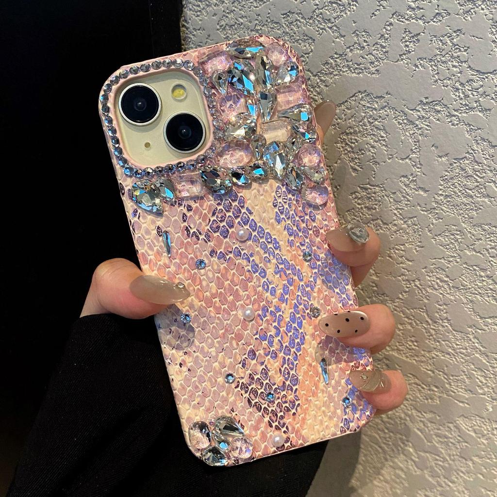 Rhinestone Leather Drop-proof Phone Case for Apple 17 Pro Max/16/15 Pro/14/13 Pro Max