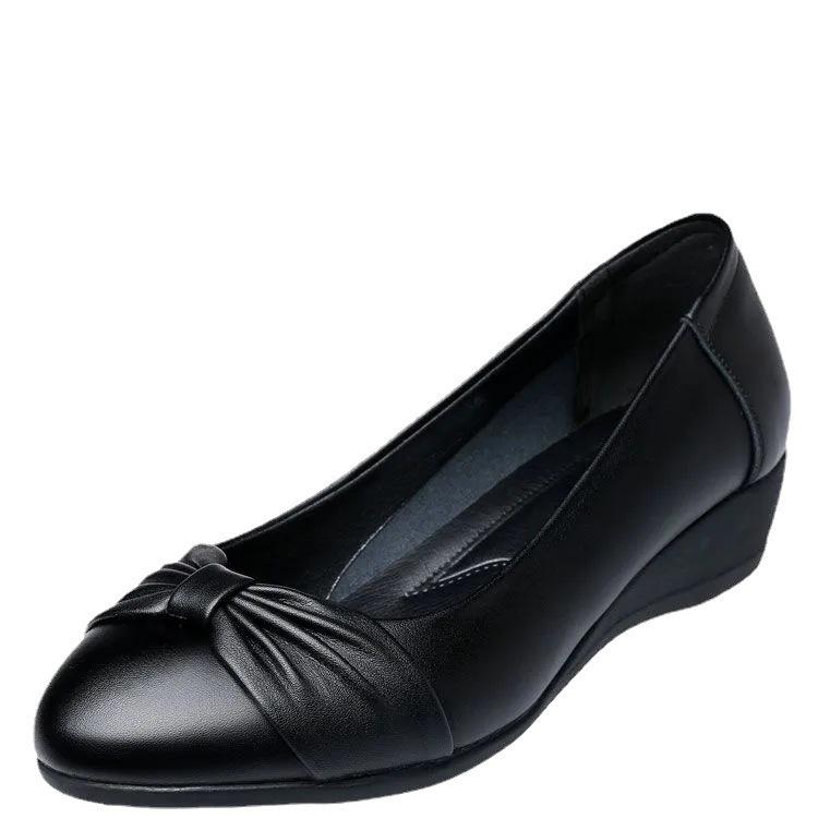 Soft leather soft-soled shoes flat-soled wear-resistant waterproof bow shoes micro-business group buying