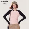 TonLion Women's Slim-Fit Color-Block Long-Sleeve T-Shirt