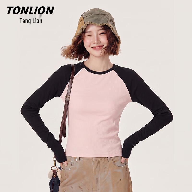 TonLion Women's Slim-Fit Color-Block Long-Sleeve T-Shirt