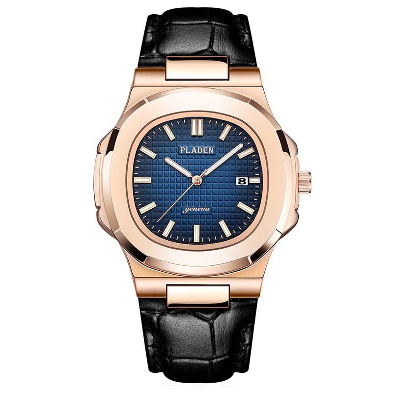 PLADEN Mens Quartz Watch Stainless Steel Waterproof Luminous Casual Sports Wristwatch
