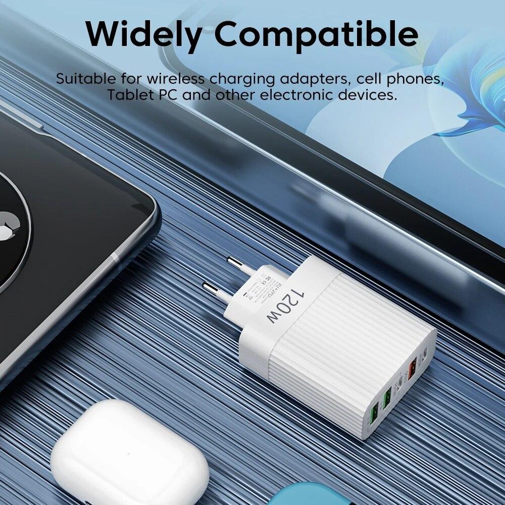 For Xiaomi 120W Super Fast Charger Head Ultra Charger 5port 3 Usb 2 Type C 10A Charger Quick High Speed Charging For Xiaomi Samsung