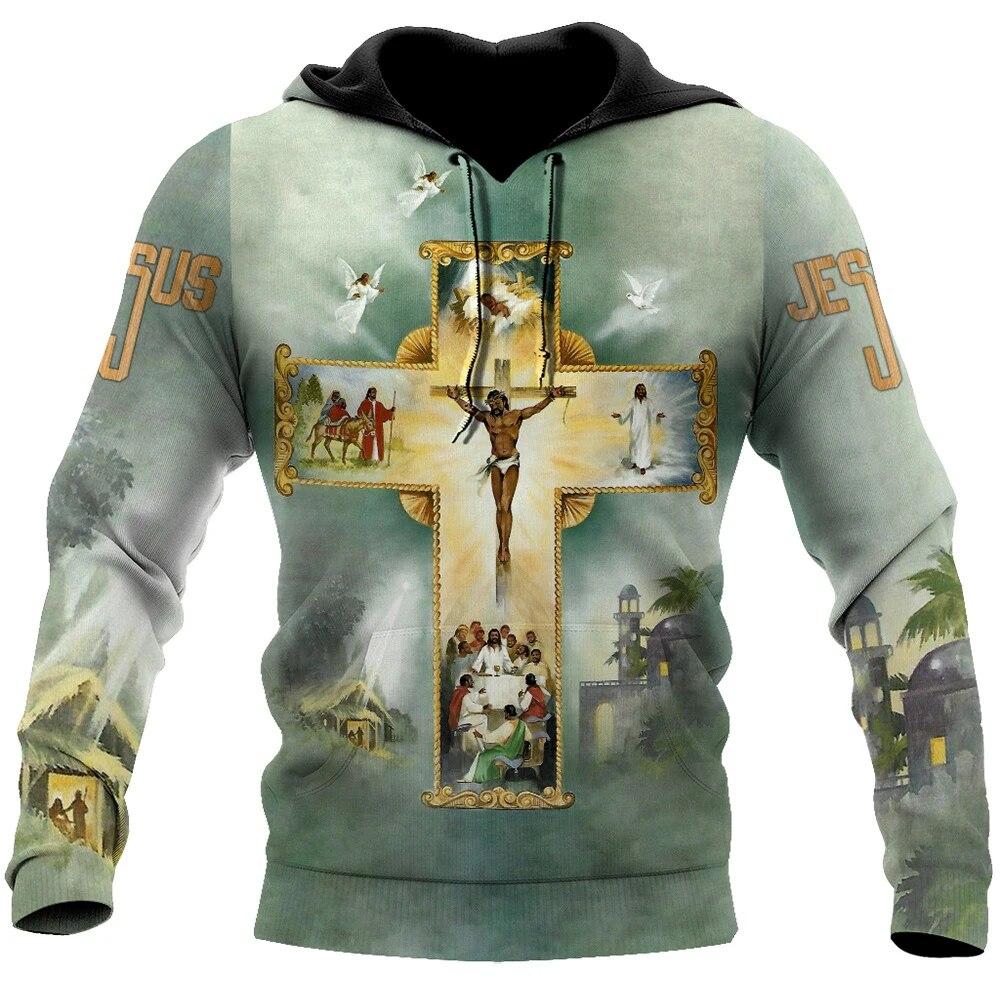 Men's Hoodie Jesus Christ 3D Print Sweatshirt Spring Fall Designer Fashion Casual Pullover Oversized Y2k Clothes Stranger Things