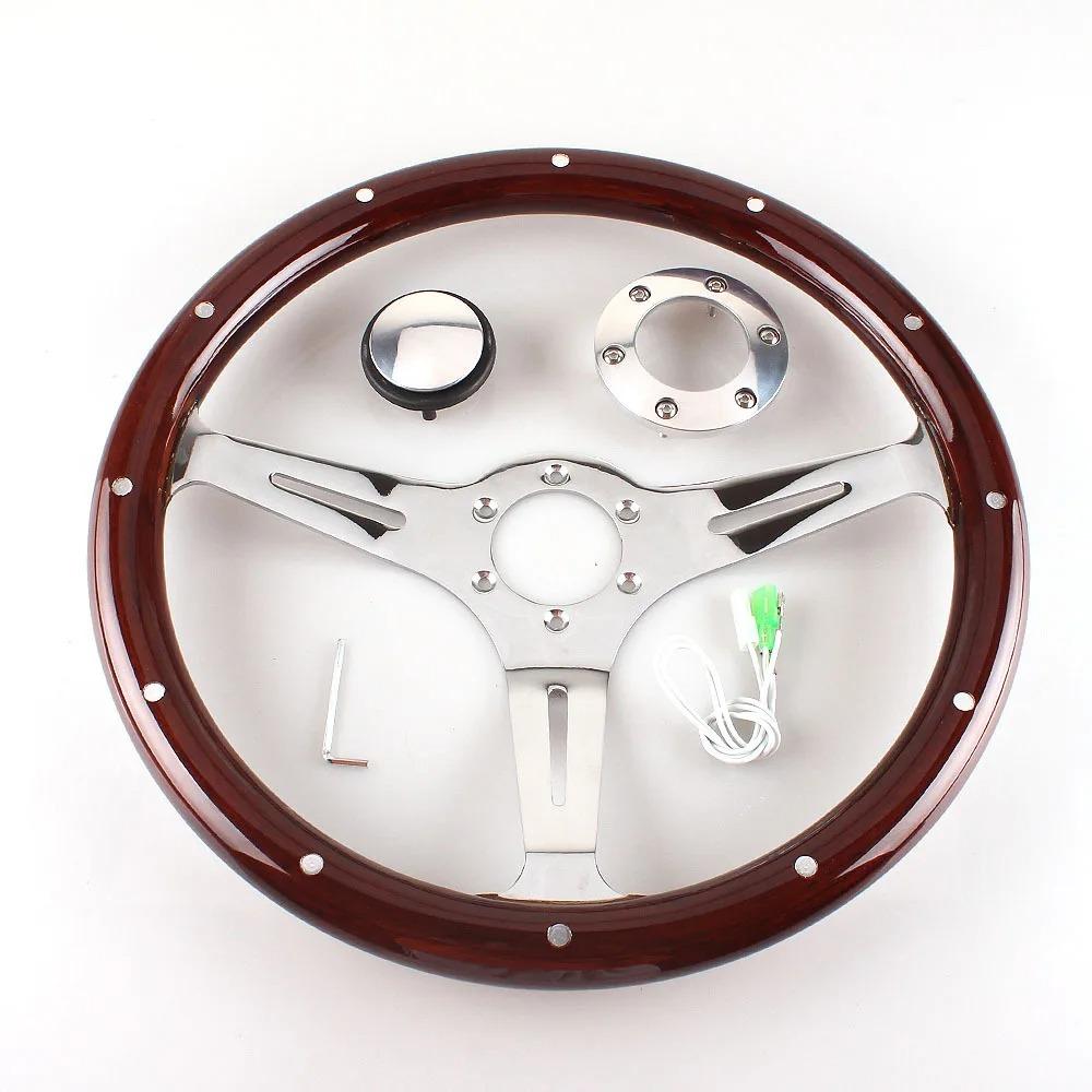 15 Inch 380mm Racing Wood Volante Classic Solid Wooden Vintage Wood Steering Wheel 1