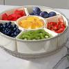 Pratos Redondos Giratórios para Armazenamento de Alimentos Tigela para Lanches/Frutas com Seis Compartimentos Bandeja Dividida para Servir
