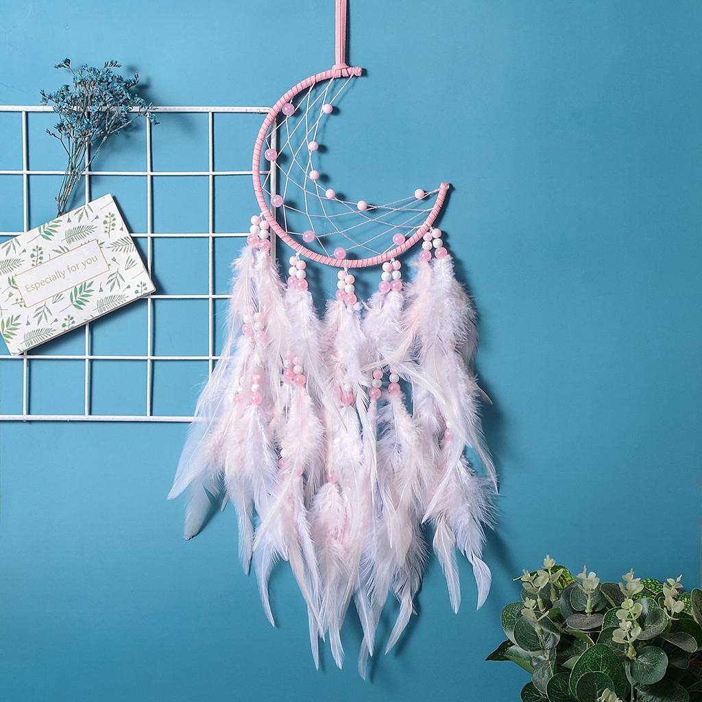 Dreamy Pink Dreamcatcher Pendant - Feather Car Charm & Travel Accessory, Unique Friendship Gift
