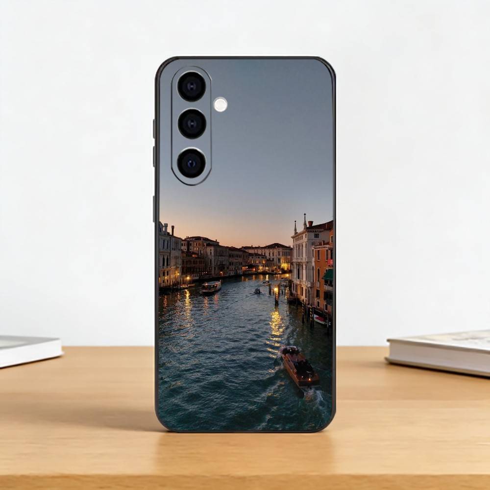 Beabtiful Water City Venice Phone Case For Samsung Galaxy A73,A72,A71,A70,A53,A52,A51,Soft Silicone Black Cover