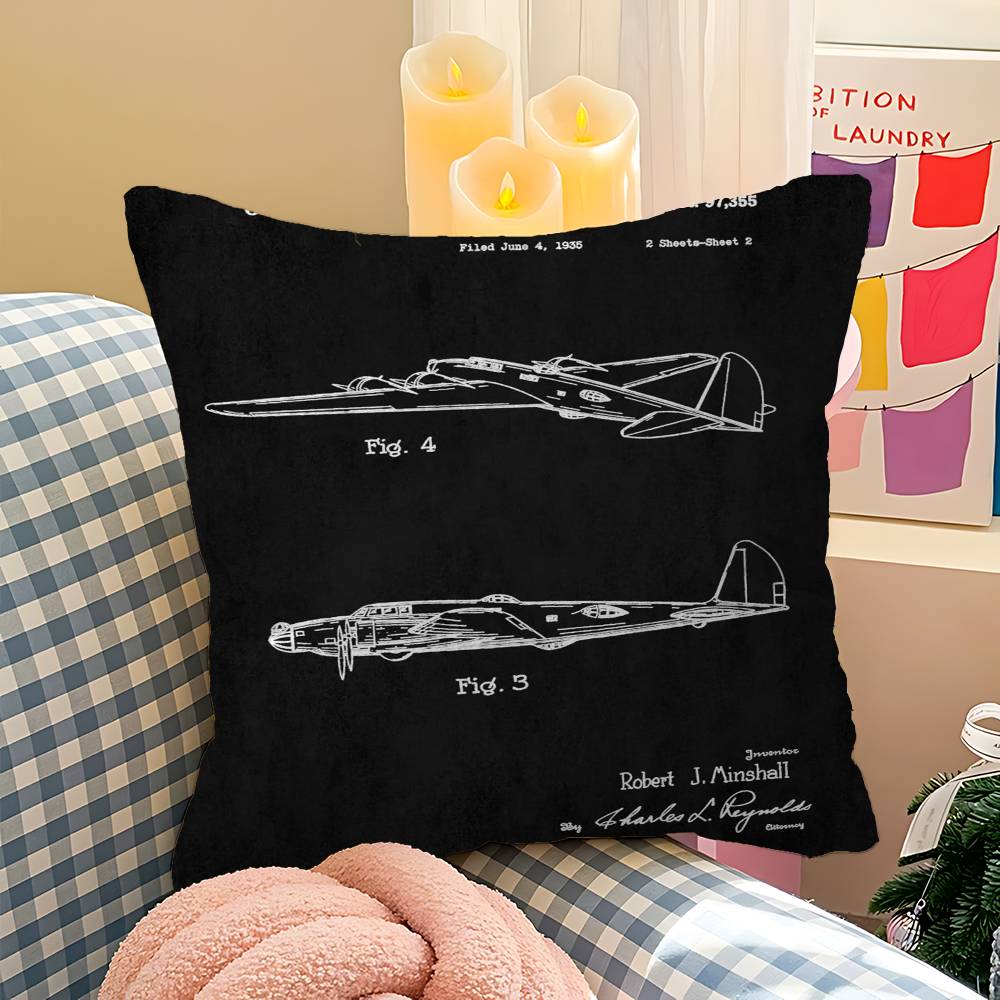 Aircraft Patent Personalized Pillow Cover Kids Bedroom Wild Party Decor Pillowcase Kid Birthday Shower Gift