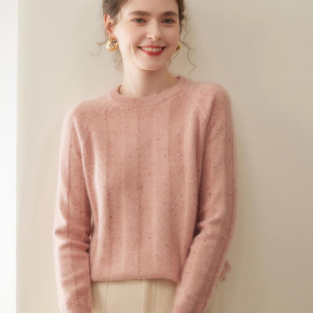 Women's Loose Fit Cashmere Knit Sweater - A/W 2026 Color Dot Pullover