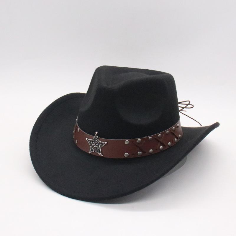 Men'S And Women'S Felt Hats Amazon'S New Warped Woolen Western Cowboy Hats Outdoor Travel Hats Curled Top Hats