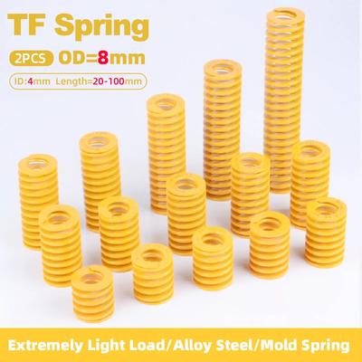 2Pcs Outer Diameter 8mm Inner Diameter 4mm Length 20-150mm TF Yellow Small Load Mold Spring Compression Spring Steel Spring