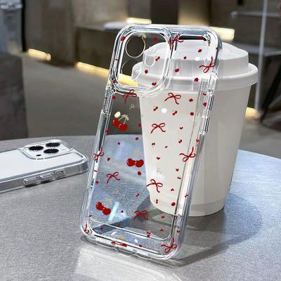Cute Cherry Phone Case For Xiaomi Redmi Note 13 10 12 11 8 9 Pro 14C 13C 10C 12C Funda Poco M6 X3 X5 X6 Pro F3 Soft Bow Cover