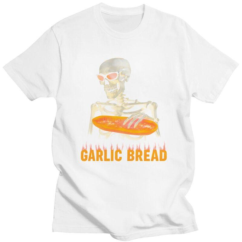 Garlic Bread Skeleton Meme TShirt Pure Cotton Tees Shirt Summer O Neck Tshirt Casual ShortSleeve Clothing For Men Birthday