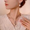Jewelry Copper Bottom Gold-Plated Inlaid White Diamond Pearl Temperament Fringed Set Female 14Mm