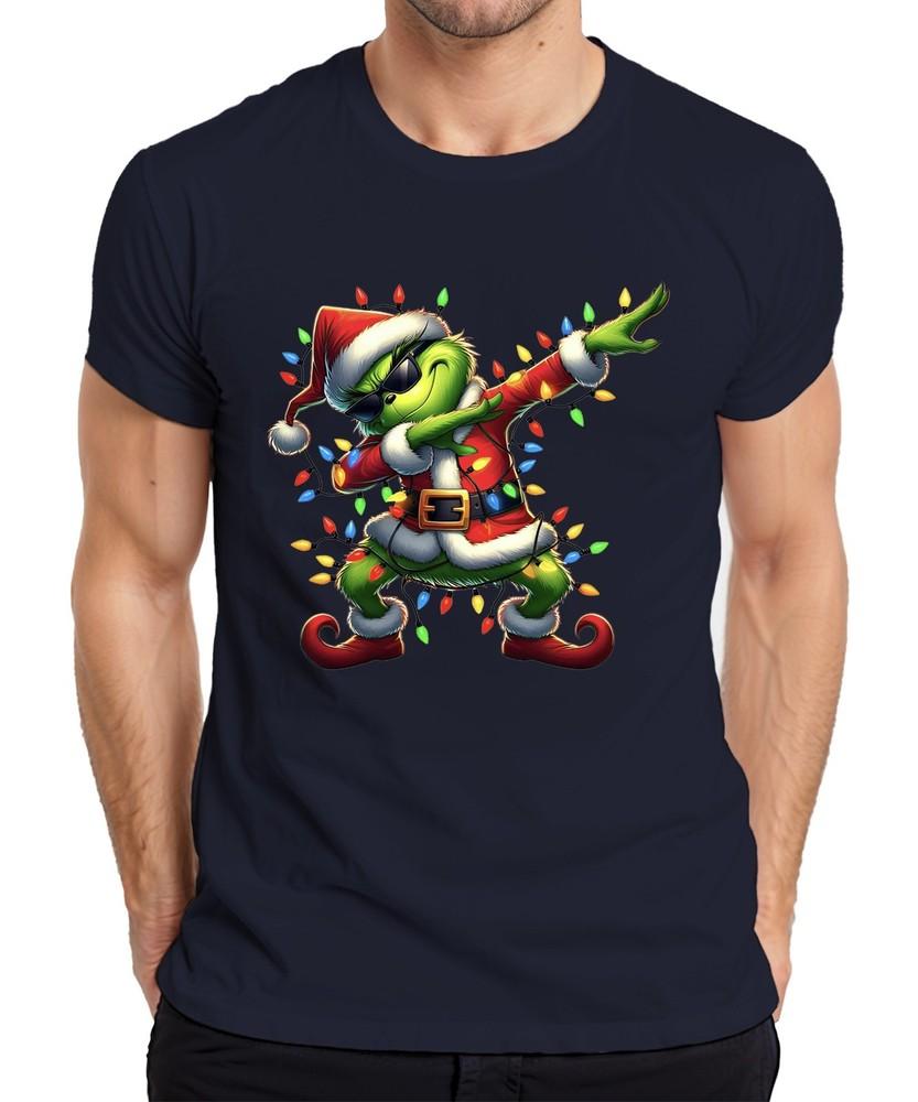 Grinch Dabbing Christmas Santa String Lights Funny Gift Unisexs Tshirt S