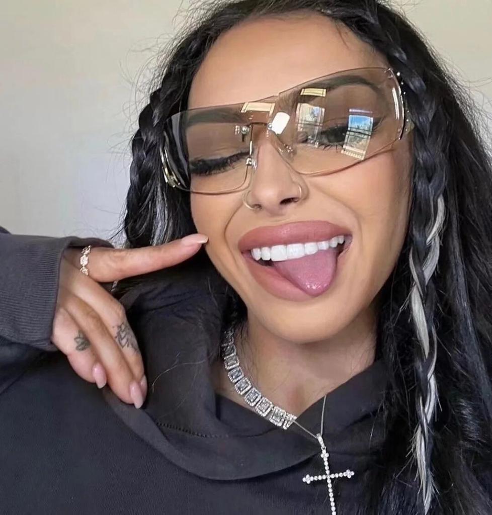 Rimless Diamond-encrusted Sunglasses European And American Sunglasses Y2k Future Technology Sports Mirror Sunglasses