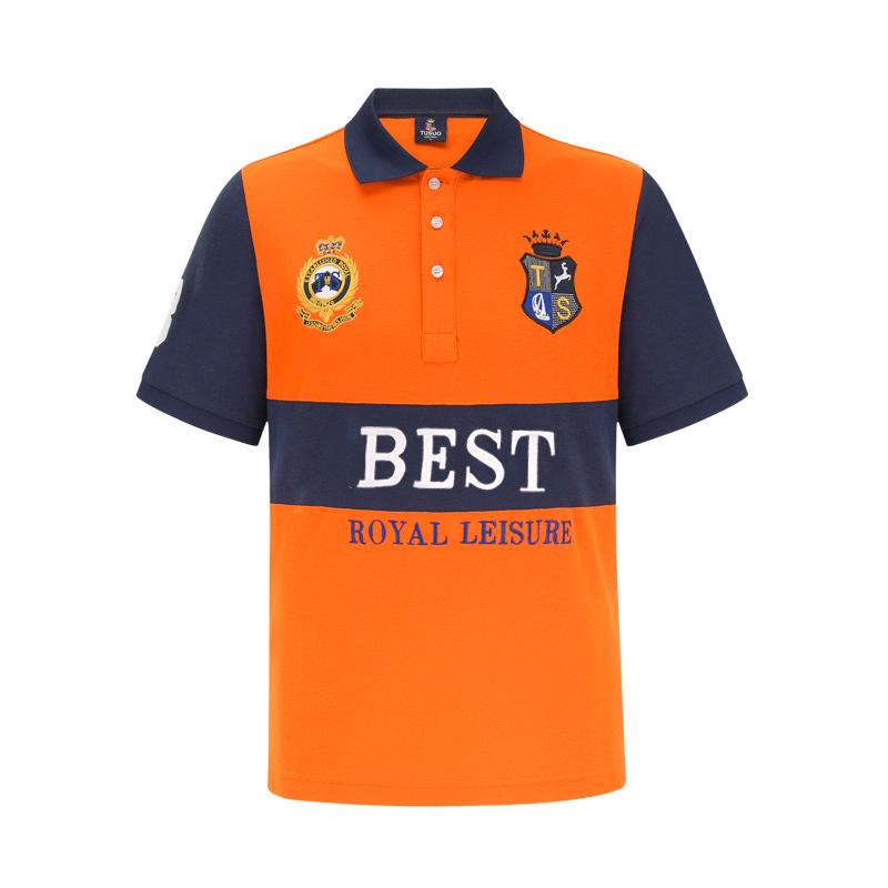 

Мужская новая футболка-поло Paul из чистого хлопка, королевского синего цвета, с цветными блоками - короткий рукав, европейская мода 7XL оранжевый