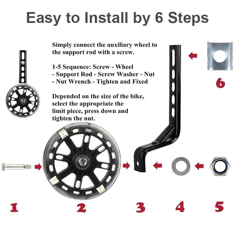 2PCS Bicycle Training Wheel Accessories Wear Resistant Silent Balance Auxiliary Wheels Children Riding Universal12-20 Inch Bike