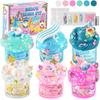 LAWOHO 6er Pack Meerjungfrauen-Gnome Slimes, Rosa & Blau Slime-Set für Kinder mit Wolken-, Klargel-, Butter- und Wasser-Slime, Flauschiger Slime Party-Mitgebsel, Slime-Sets für