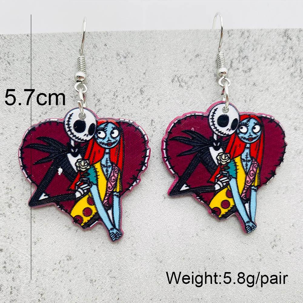 European & American Halloween Earrings: The Nightmare Before Christmas Skeleton Acrylic Drop
