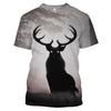 Camo Jakt dyr Hjort elg 3D T-skjorte Sommer Uformell Herre T-skjorter Mote Streetwear Dame Pullover Kortermede topper