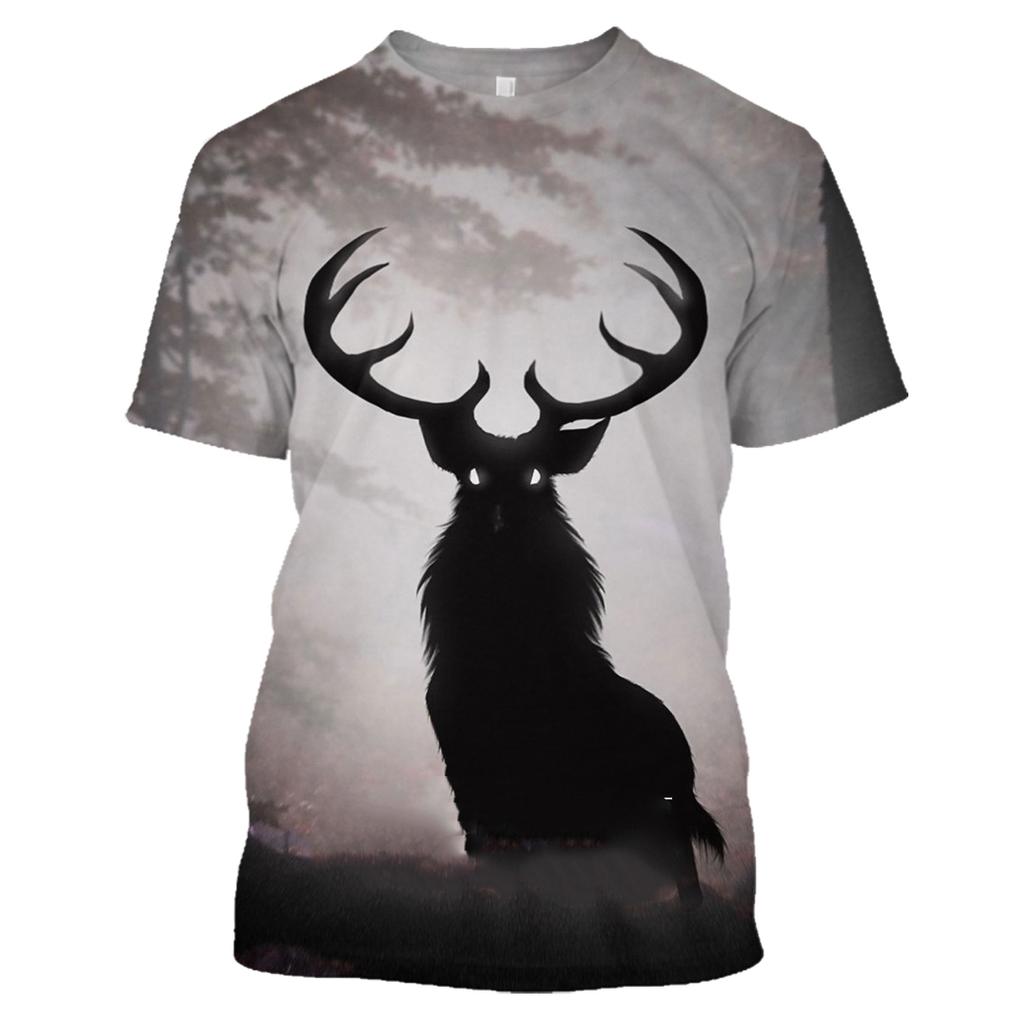 Camo Jakt dyr Hjort elg 3D T-skjorte Sommer Uformell Herre T-skjorter Mote Streetwear Dame Pullover Kortermede topper