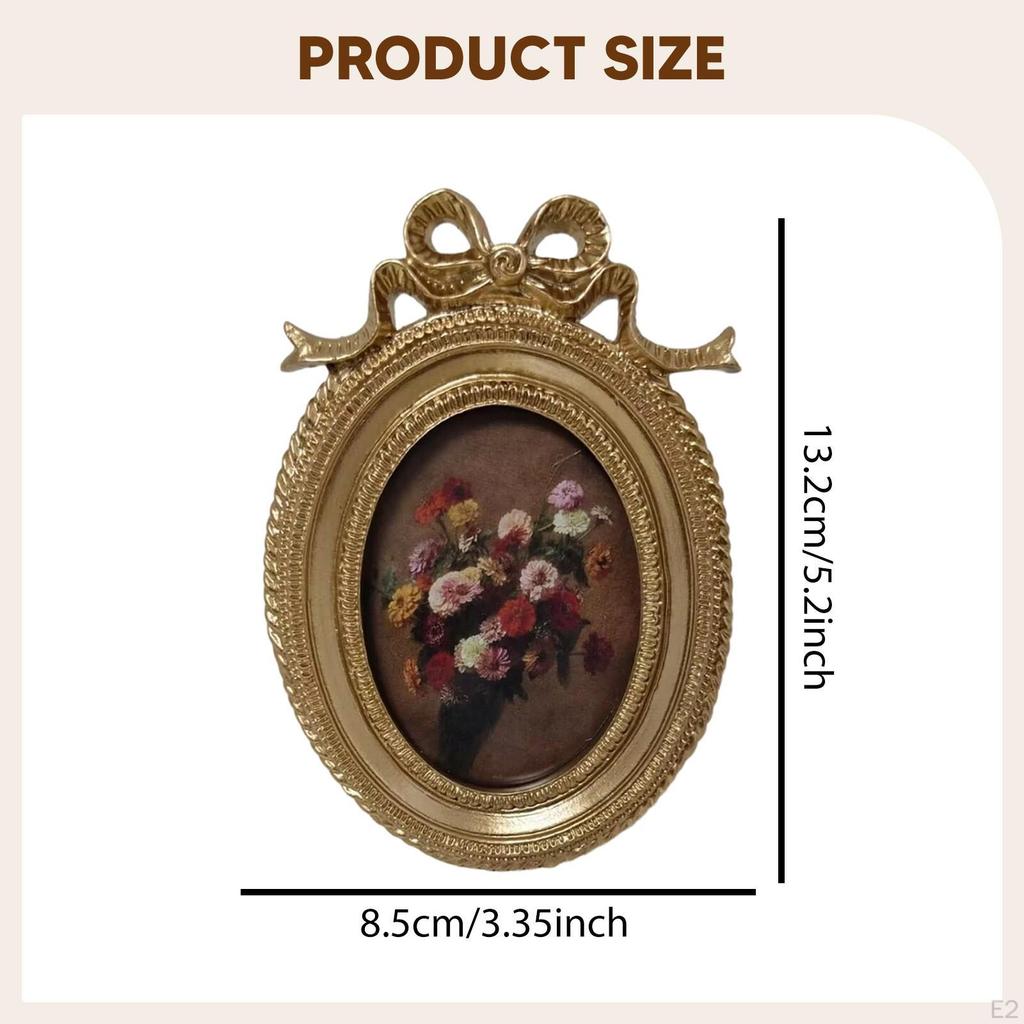 Small Vintage Picture Frame Retro Wall Hanging Tabletop Display Ornament Photo for