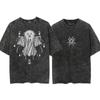 Harajuku Streetwear Washed TShirt Japanese Anime Naruto Tshirt Double Sided Cotton Tees Tops Men Short Sleeve Vintage Tshirt