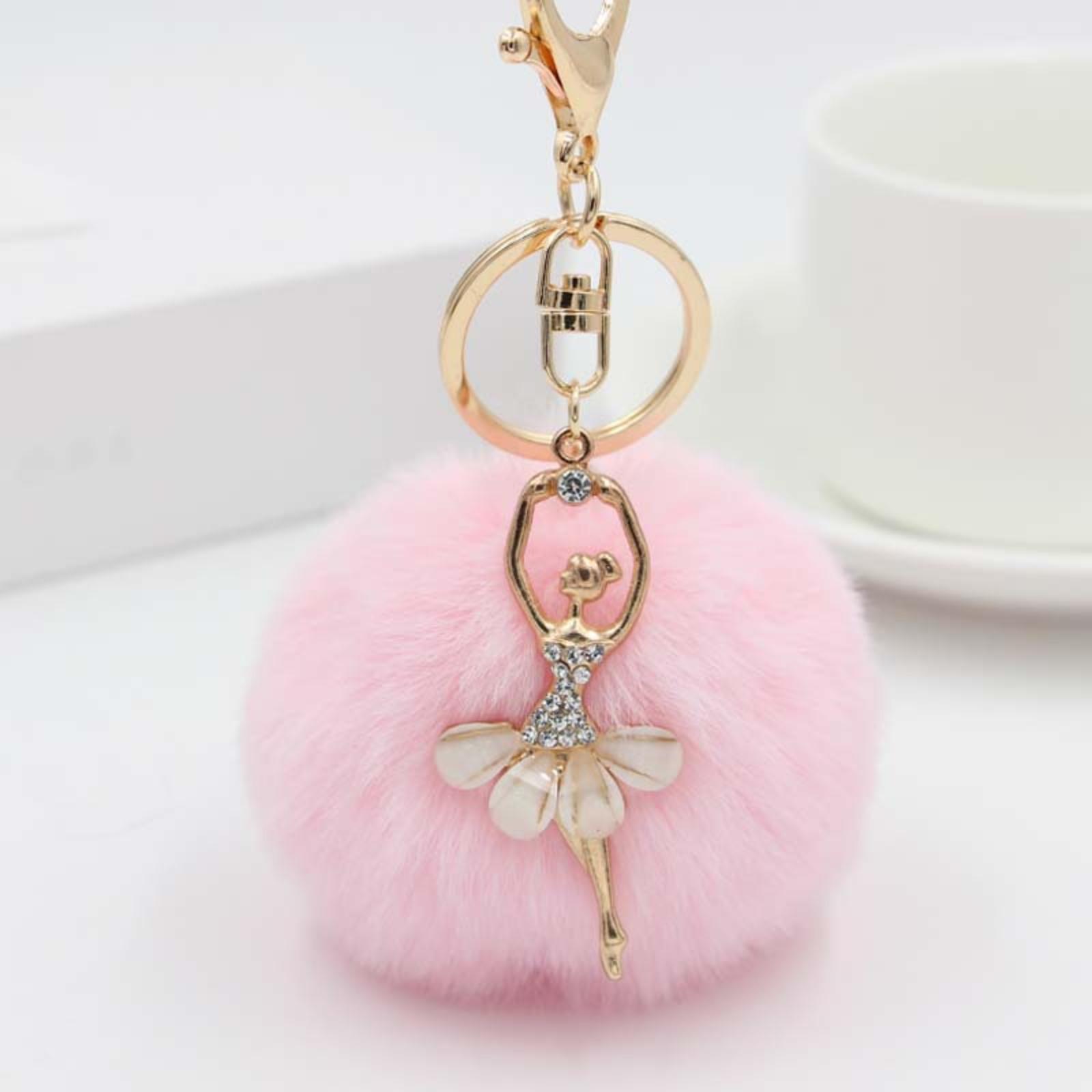 Pom-Pom Keyring Bag Charm Faux DIY Pom-Pom Keyring Accessory One Size