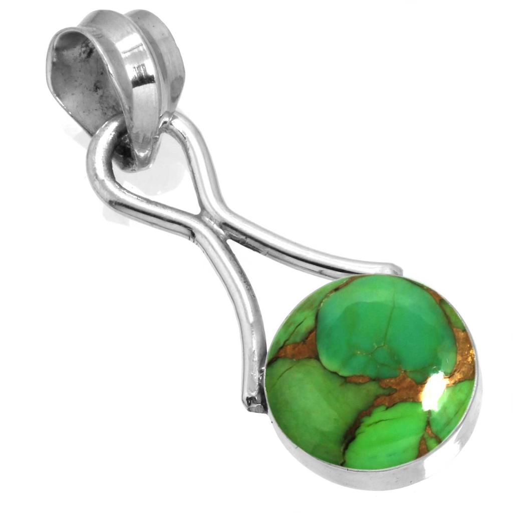 925 Sterling Silver Pendant Women Gemstone Handmade Jewelry Birthday Gift Blue Green Purple Copper Turquoise Pearl Lapis Mother Of Pearl Cocktail