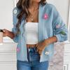 Women's T-Shirt Vintage Floral Print Round Neck Loose Long Sleeve Mid-Length Thumb Leak Top