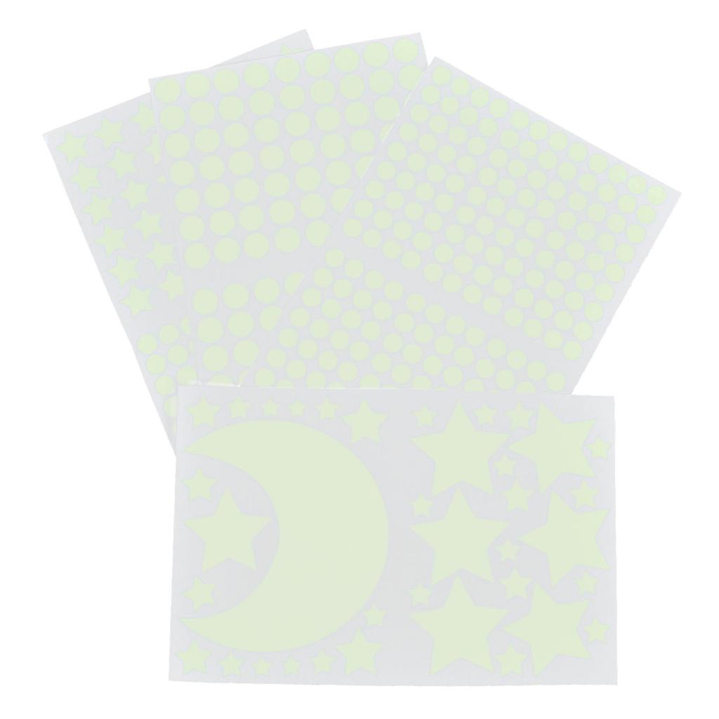 4Pcs Moon Star Wall Stickers Good Stickiness Warm Ambience Glowing Night Sky Sticker for Children"s