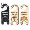 Pet Shop Door Sign Cat Warning Handle Sign, Wooden Cartoon Hanging Reminder, Home Security Reminder Tag Safety Knob Hanger, for Bedroom And