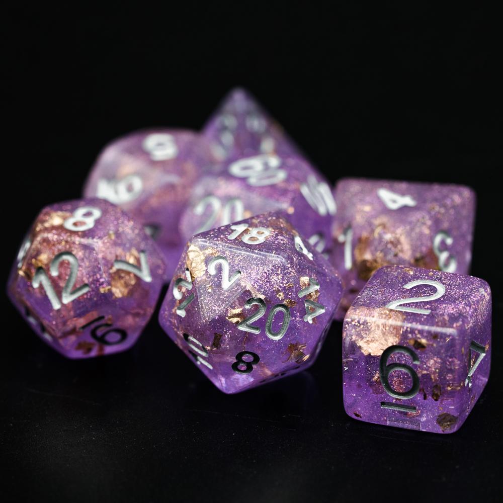 Cusdie Gold Foil DND Dice Set 7Pcs D&D Dice D4 D6 D8 D10 D% D12 D20 Polyhedral Game Dices for Role Playing Board Games